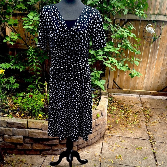 Jessica Polka Dot Classic Black and White Midi Dress. Size Small. - Picture 1 of 10